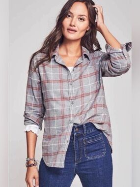 Faherty Plaid Flannel Button Down Shirt S 100% Organic Cotton
